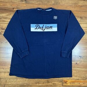 Vintage Y2K Def Jam University 84 Spell Out Long Sleeve‎ Rap T-Shirt Hip Hop XXL